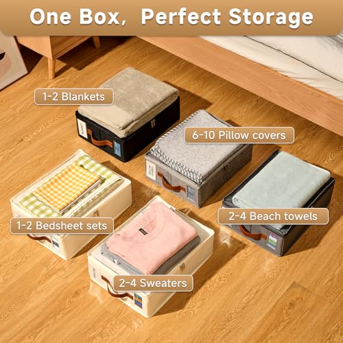 KitHero White Bed Sheet Organizer 4 Pack – Waterproof Linen Closet Storage with Zipper & Handles
