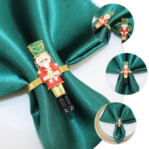 Garneck Nutcracker Napkin Rings Set of 4 - Christmas Table Decor, 6x1.8cm