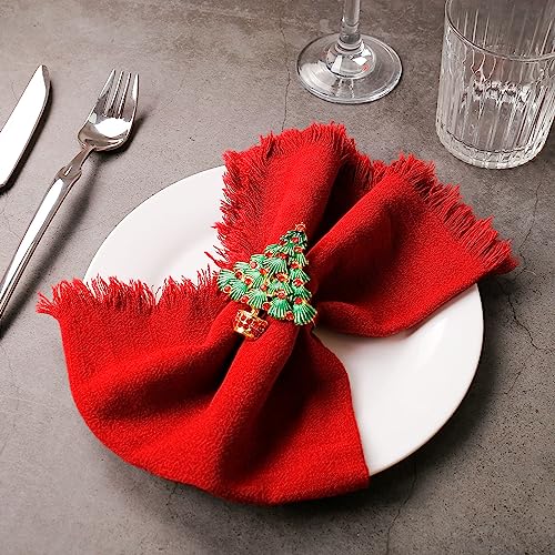 LogHog Christmas Tree Napkin Rings A-Xmas Tree Set of 6 Festive Holiday Table Decor