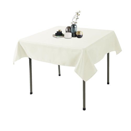 Ascoza 2pack 52x52 Inch Ivory Square in Polyester Fabric Tablecloth for Wedding,Banquet,Restaurant and Parties