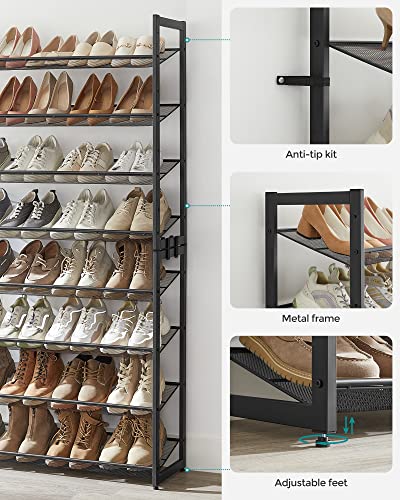 Ink Black 8-Tier Metal Shoe Rack - Holds 32-40 Pairs, Adjustable & Stackable