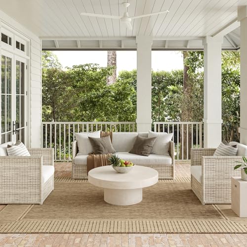 nuLOOM Asha 3'6" x 5' Light Brown Bordered Indoor/Outdoor Rug