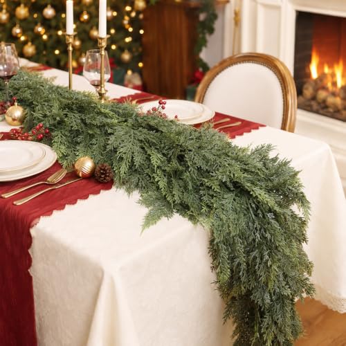 TOWPONICS 9FT Real Touch Cedar Garland - Greenery Christmas Decoration (Variation: 9FT / 1)