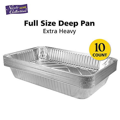 Disposable Aluminum Roasting & Baking Pans 21x13 Inch - 10 Pack Heavy Duty Foil Trays
