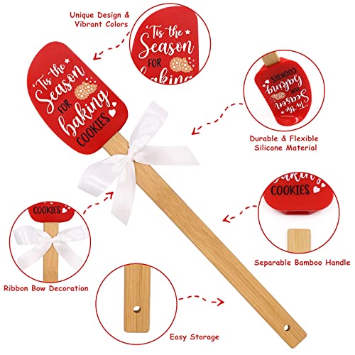 Christmas Silicone Spatula Set with Merry Christmas Greeting Card - Holiday Baking Tools