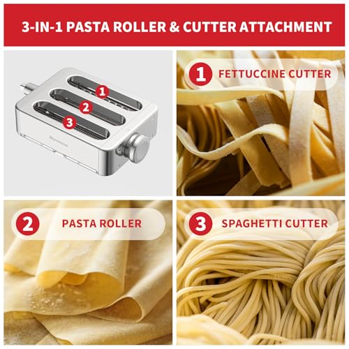 Mavouse All Metal 3-in-1 Pasta Maker Attachment for KitchenAid Stand Mixers