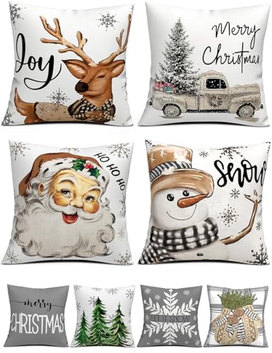Christmas Pillow Covers 20x20 4Pcs Double-Sided Print Home Decor