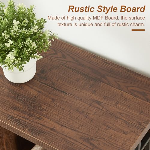 HOMISSUE Rustic 3-Tier Small Bookshelf - Industrial Wood Bookcase for Living Room & Office