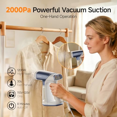 FEPPO Iron Vacuum Steamer for Clothes,Handheld Garment with Suction