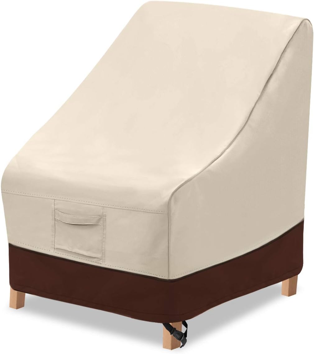 Vailge High Back Patio Chair Cover - Waterproof 600D Heavy Duty Protection | 35" L x 28" W x 35" H, Beige & Brown