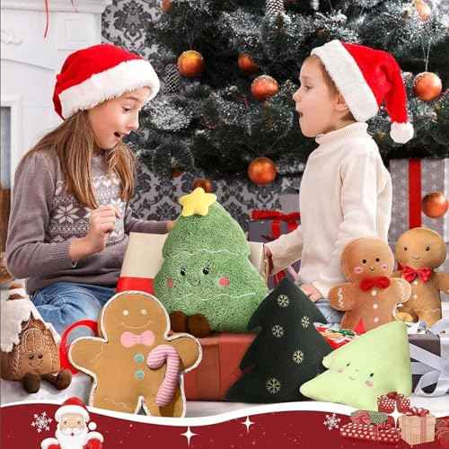 Gingerbread Plush Pillow Gingerbread Man Pillow Cute Plush Decor Cushion 13.8in Brown