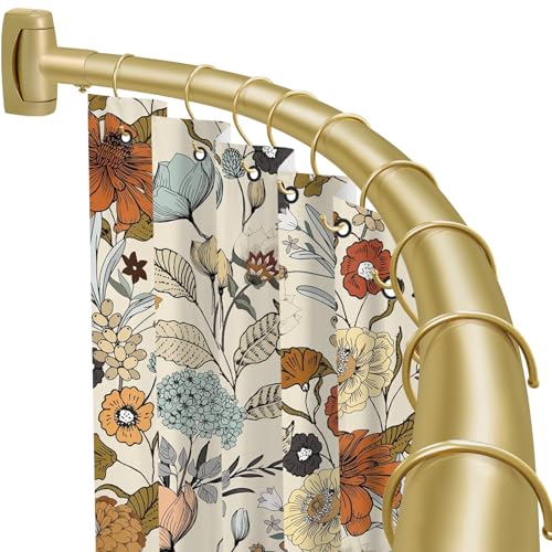 YNL Gold Curved Shower Curtain Rod 35-82 Inches Adjustable Rustproof Bathroom