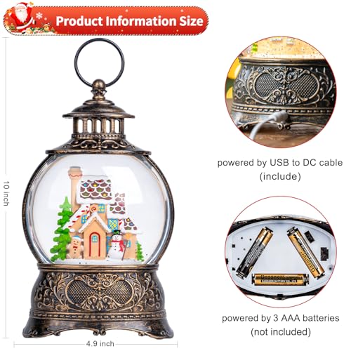 Kirschblüte 10 inch Turkey Snow Globe Lantern - Musical Christmas Decor with LED & Timer