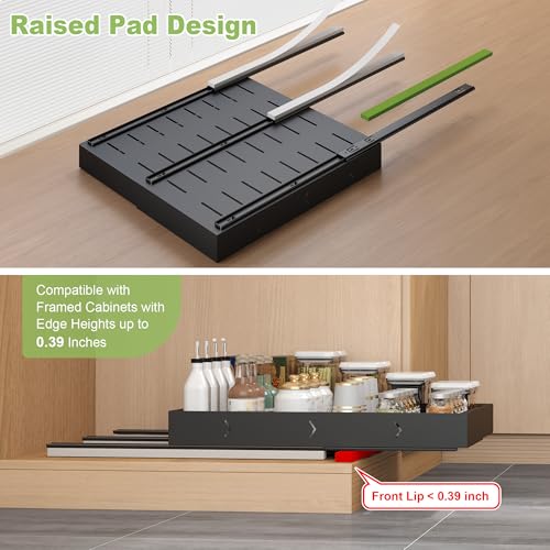 RUILALIFE Black 2-Pack Expandable Pull-Out Cabinet Organizers - No Drill, Slide Out Drawers, Adjustable Width 12.6-20.47 inches