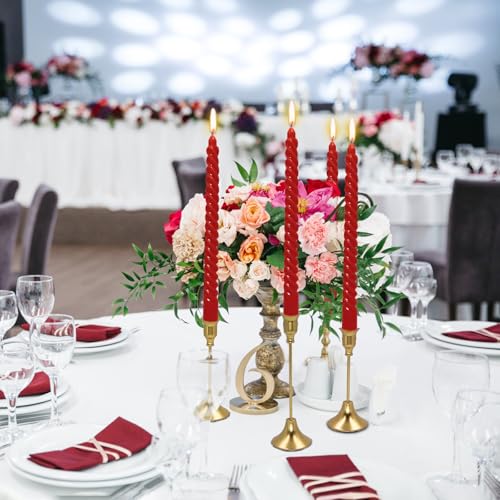 4 Pack Red Spiral Taper Candles for Home Decoration, 10 Inch Cream Candlesticks for Dinner Party Wedding Holiday, Dripless and Smokeless
