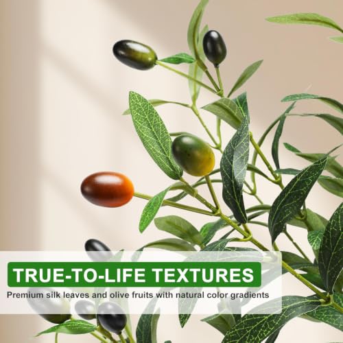 6FT Artificial Olive Tree with Lights & Planter, Realistic Faux Plant