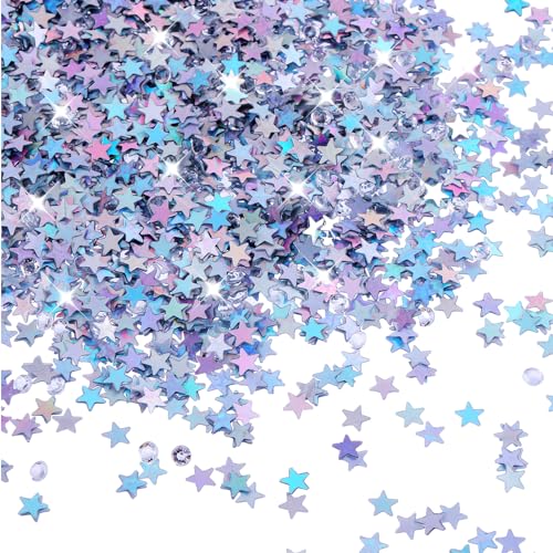 3000 Pcs Glitter Star Confetti With Diamond - 30g 6mm Metallic Foil Sprinkles Table Glitter, Twinkle Sequins Scatter Stars for Birthday Party, Halloween, Christmas Decoration