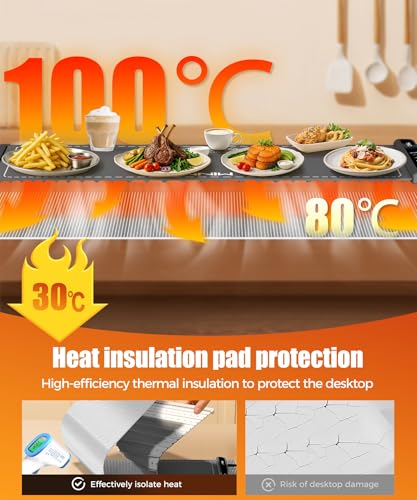 Dark Grey Warming Mat for Food 36x15 Inch Fast Heat Child Lock - LNNIW