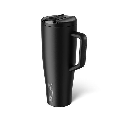 BrüMate Era Flip 40oz Tumbler with 100% Leakproof Covered Straw Lid | Hygienic Covered Straw | Insulated Stainless Steel Water Bottle with Handle | Cup Holder Friendly | BPA-Free (Matte Black)