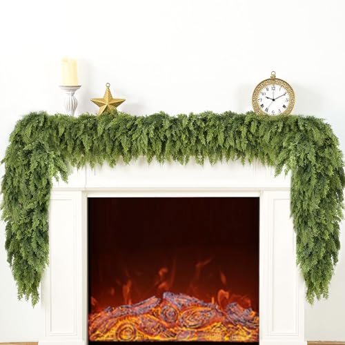 9FT Double Fullness Artificial Cedar Garland - Faux Christmas Holiday Decor