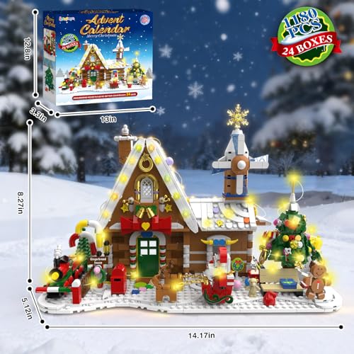 Letapapa 2026 Gingerbread House Advent Calendar Building Set with LED Lights