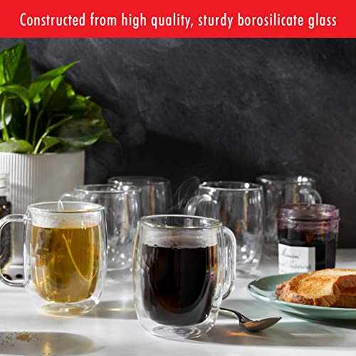 12 Ounces Double Wall Insulated Glass Coffee Mug Set - 4 Pack