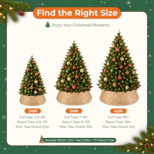 24 Inch Woven Christmas Tree Collar, Water Hyacinth, Natural
