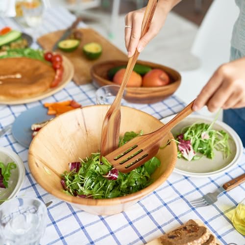 Mooues Wooden Cooking Utensils Set - Natural Teak Kitchen Tools, 10 Pieces