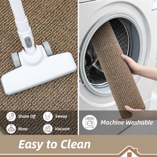 2x6 Hallway Runner Rug - Non-Slip Washable Taupe Carpet - Durable Low Profile Floor Mat