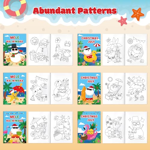 JAPBOR July Christmas Coloring Books - 24PCS Mini Summer Xmas Color