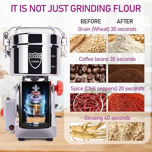 750g Stainless Steel Grain Mill & Spice Grinder - 2800W High-Speed Flour Maker - Variation of THIS listing