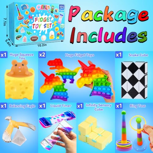 125 Pack Fidget Toys Assortment - Stress Relief & Sensory Toys for Kids & Adults