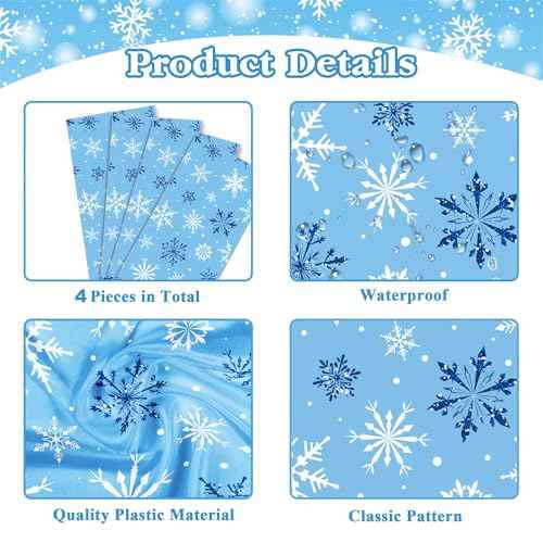 4 Pieces Snowflake Table Runners, Winter Wonderland Holiday Christmas Xmas Birthday Party Favors Supplies Table Runner Party Decorations Table Cover Table Cloth(13 x 108 Inch)