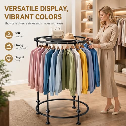 KUCKGO Black Round Garment Rack - Heavy Duty Clothing Display Stand
