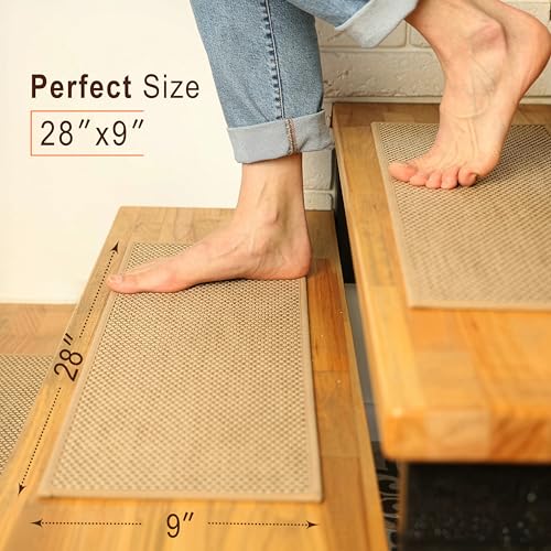 15 Pack Non Slip Stair Treads for Wooden Steps - Peel & Stick Carpet Runners