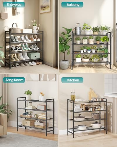 SONGMICS 4-Tier Metal Shoe Rack - Black Vertical Organizer, Holds 20 Pairs