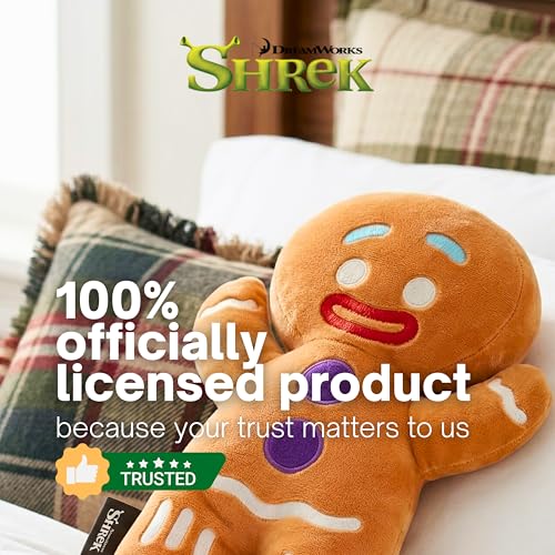 Gingy Gingerbread Man Plush Cuddle Pillow - Official Shrek Licensed Toy, 14" - One Size
