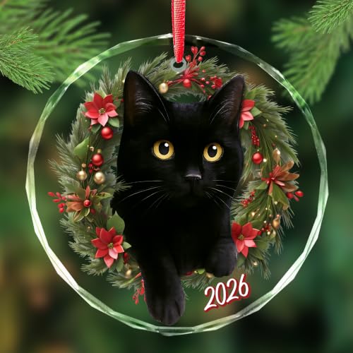 PORSWISH Style 3 Black Cat Christmas Ornament - Pet Lover Holiday Decor, 2026