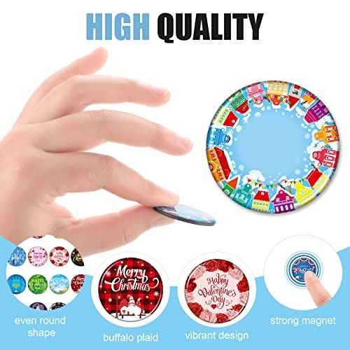 Flutesan 20 Pcs Glass Holiday Magnet on Calendar, Decorative Seasonal Magnets, Fall, Winter, Easter, Thanksgiving, Halloween, Christmas Women Gift, Dishwasher Whiteboard Blackboard Classroom Office