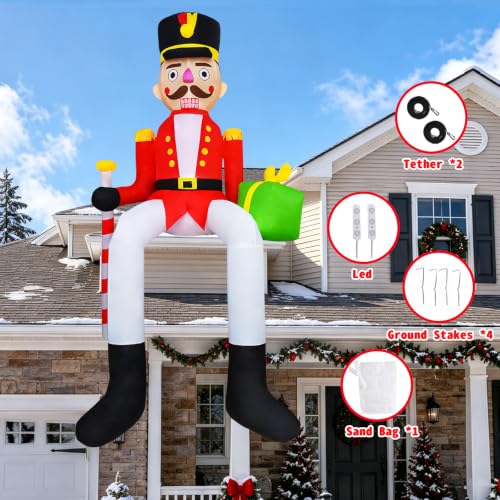 10 FT Outdoor Christmas Inflatable Nutcracker Decoration with LED Lights