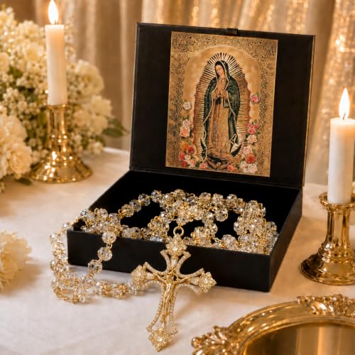 14k Gold Plated Wedding Lasso for Catholic Ceremony with Virgen de Guadalupe Gift Box
