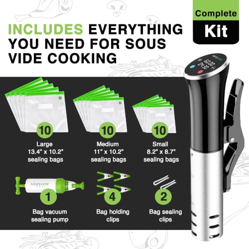 Sous Vide Art Deluxe 30-Bag Immersion Cooker Kit with Digital Timer & Pump