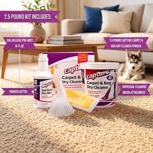 Capture Carpet Total Care Kit 2.5lb Dry Rug Cleaner & Pre-Mist Spray for 250 Sq Ft
