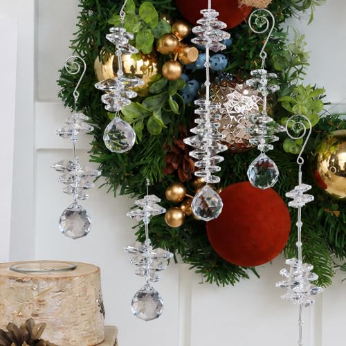 LOULIQIGIFT Clear Ball Crystal Christmas Tree Decorations 12 pcs Beaded Ornaments