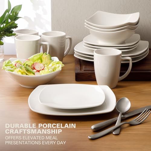 Gibson Home Zen Buffet 16pc White Porcelain Dinnerware Set for 4 Service