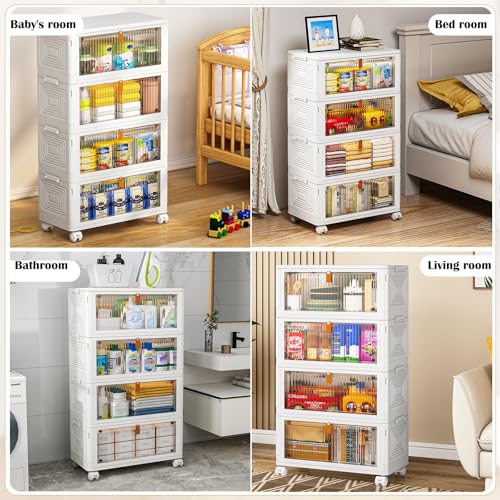 4-Tier Plastic Storage Bins with Lid - 36QT Stackable Organization