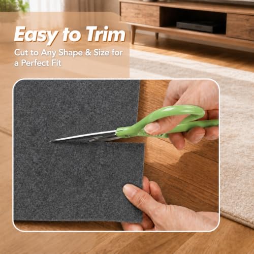 Non Slip Rug Pad 5x7 Ft - 1/4 Inch Thick Felt and Rubber Backing, Carpet Padding for Hardwood Floors - Rectangular Variation