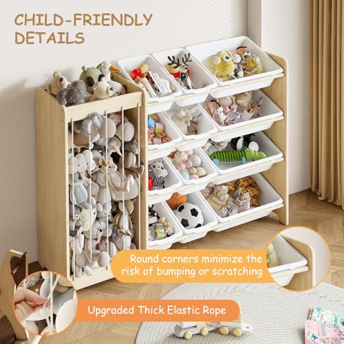 EXPERLAM Kids Toy Storage Organizer 47.2" White 2-in-1 Plush & Toy Rack
