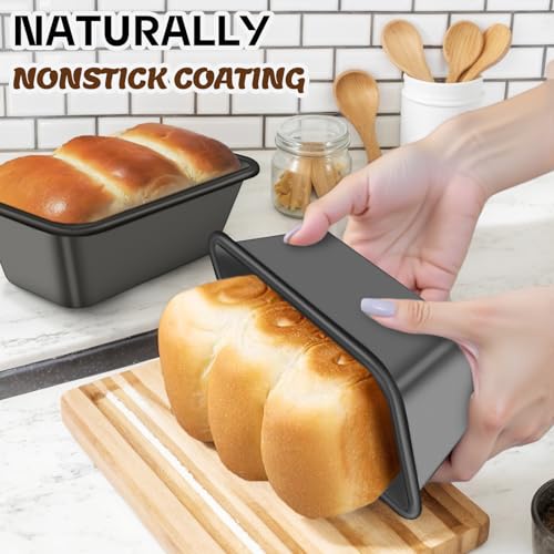 Dark Gray Nonstick Baking Pans Set - 6 Pieces Bakeware Includes Cookies, Loaf, Square & Muffin Pans