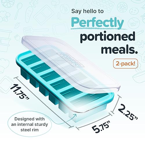 Souper Cubes 1/2 Cup Silicone Freezer Molds with Lids - Aqua 2-Pack